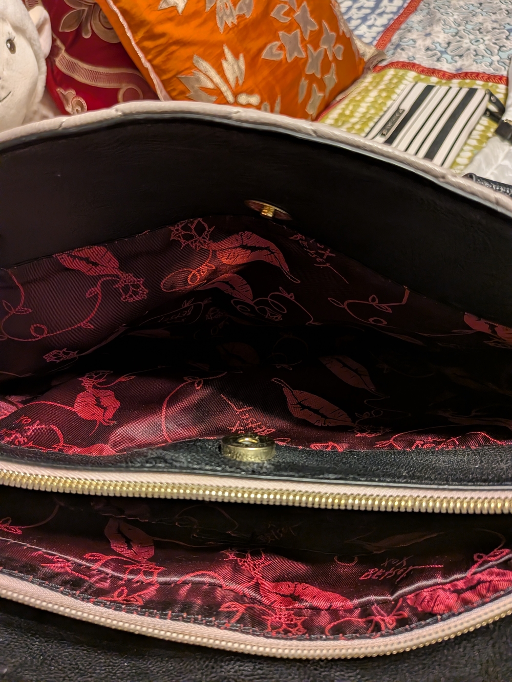 Betsy Johnson Stylish Set: Colorblocked Satchel @ Stripped Wallet Set. - Picture 10 of 16